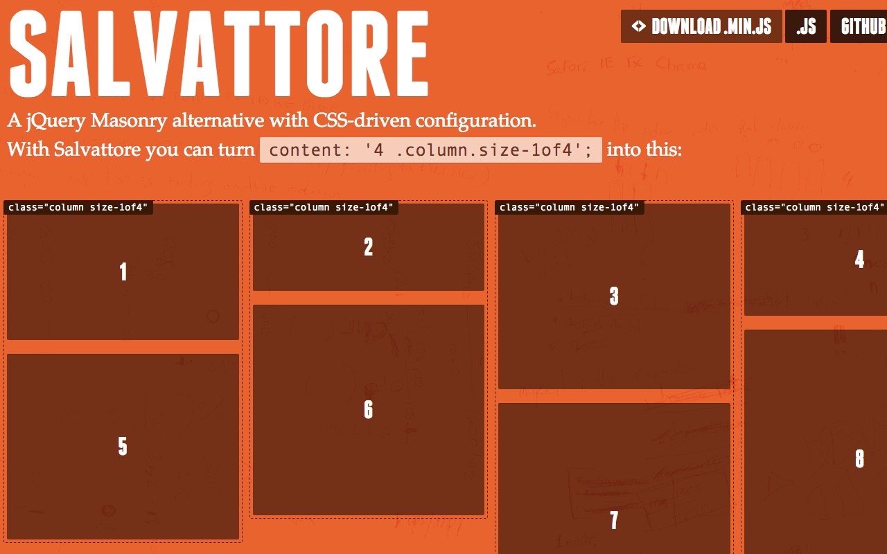 SALVATTORE – jQuery Masonry alternative with CSS-driven configuration