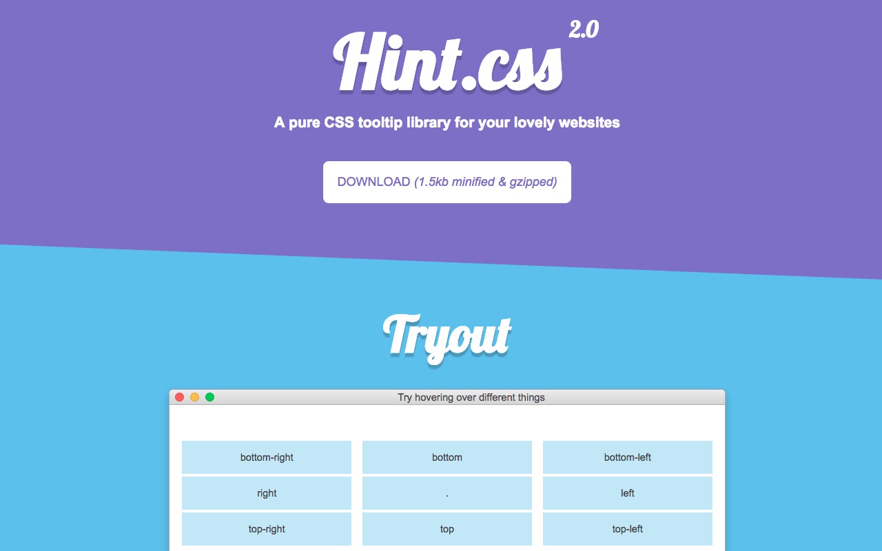 A pure CSS tooltip library – Hint.CSS