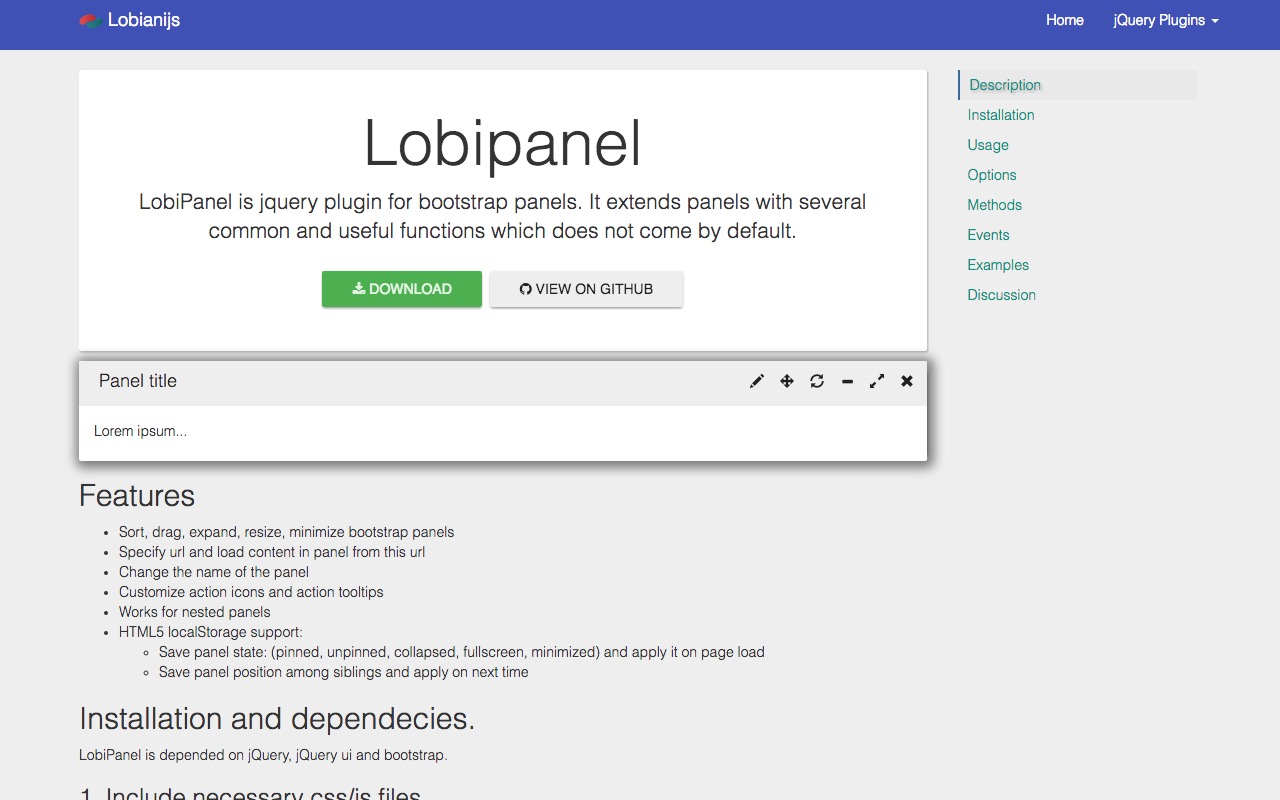Bootstrap Panels with extras = Lobipanel