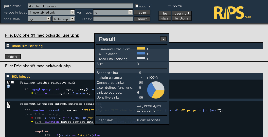 RIPS – A static source code analyser for vulnerabilities in PHP scripts