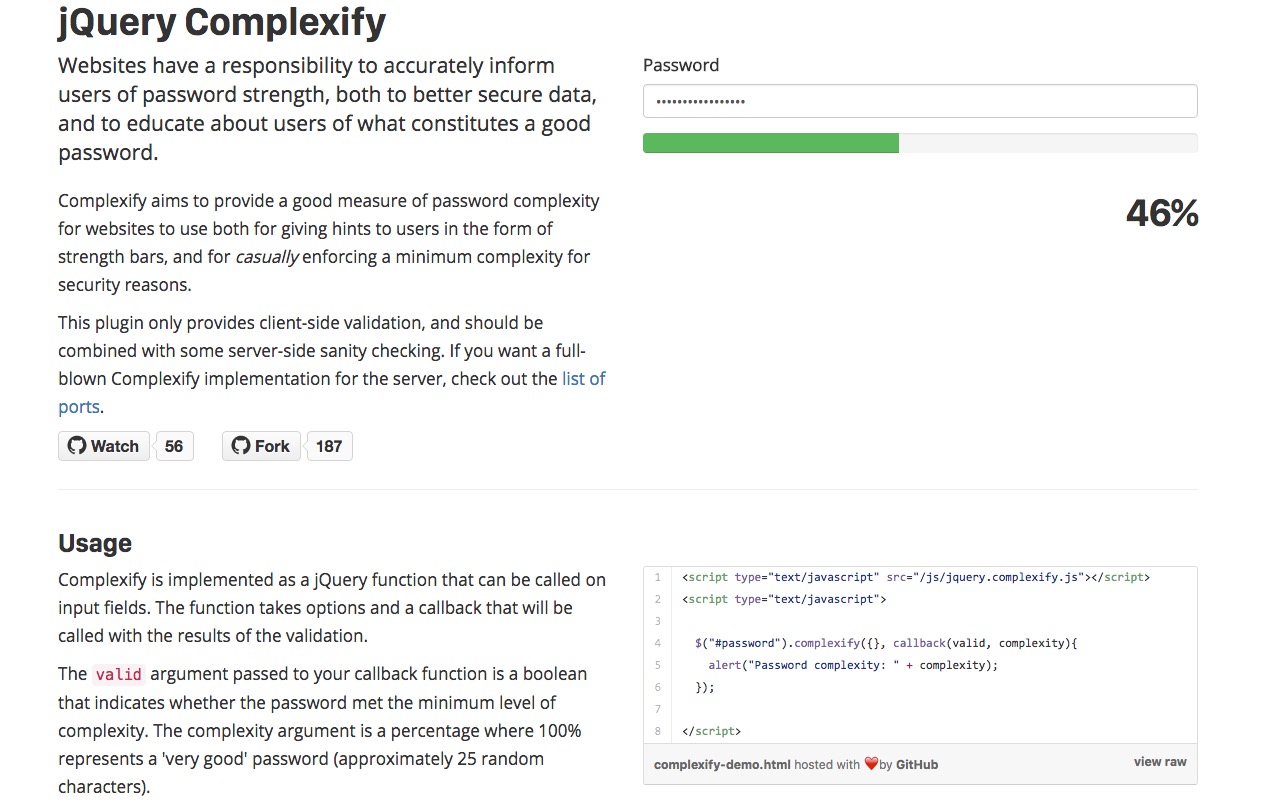 jQuery Complexify – accurately inform users of password strength