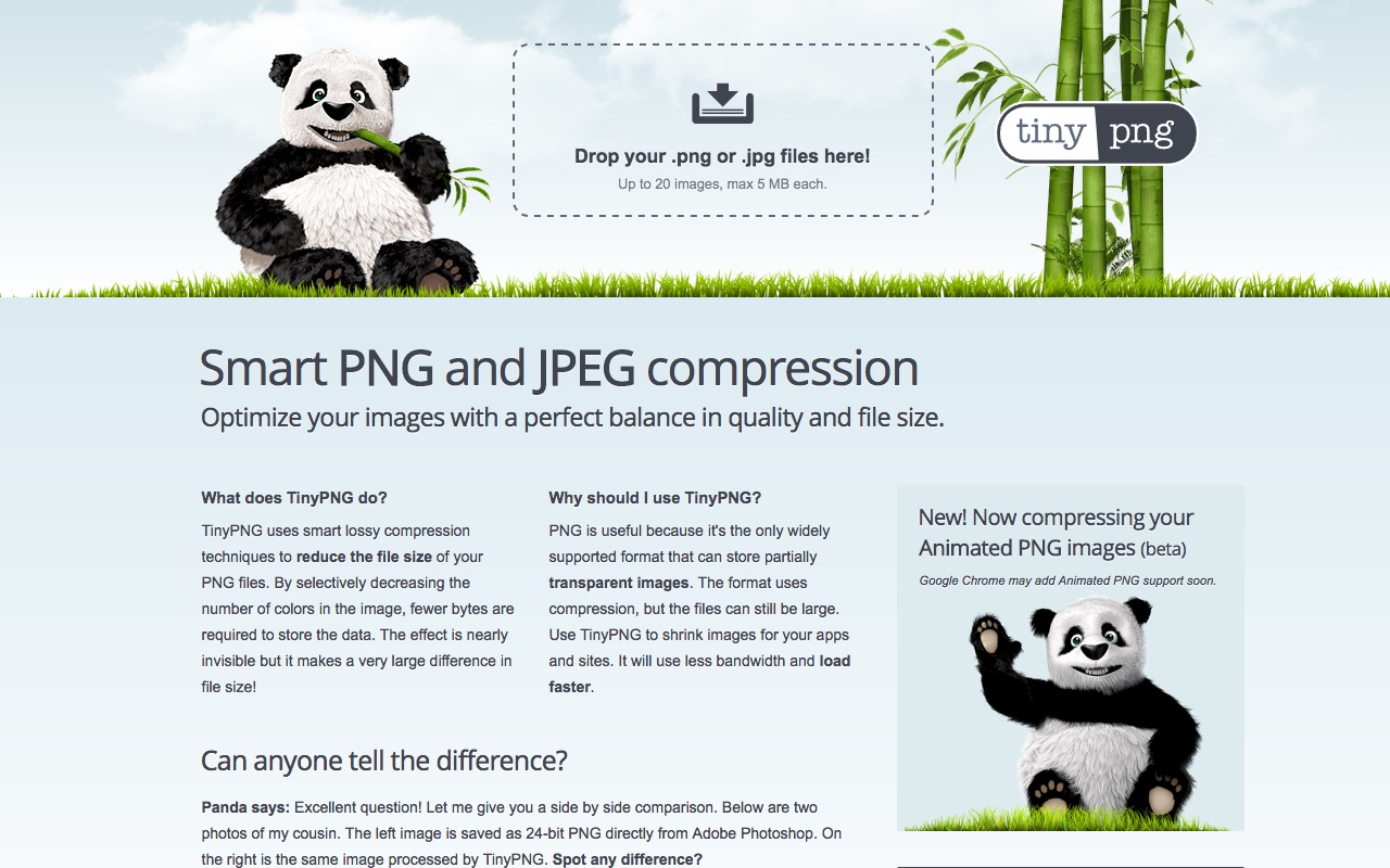Smart PNG and JPEG compression API – tiny png