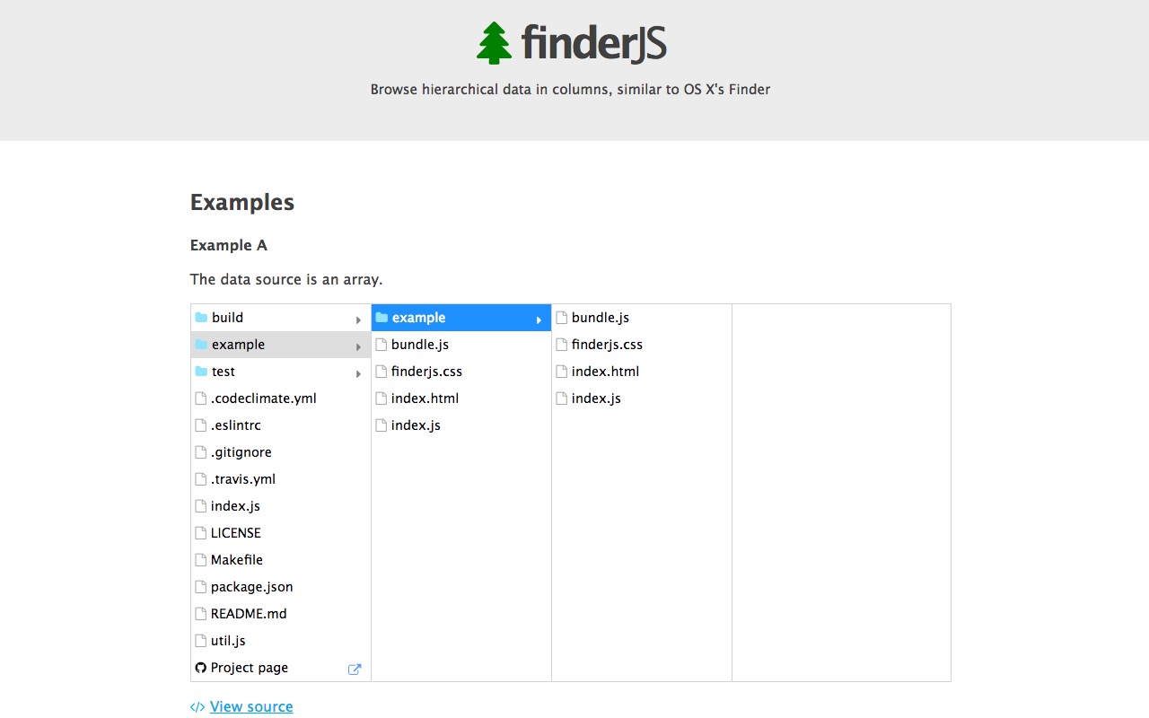 Browse tree-like data in columns, similar to OS X’s file manager – FinderJS