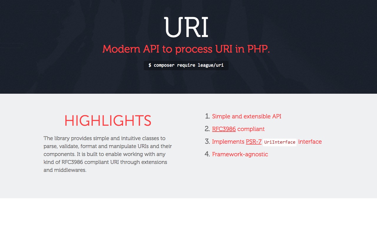 Modern API to process – URI – in PHP