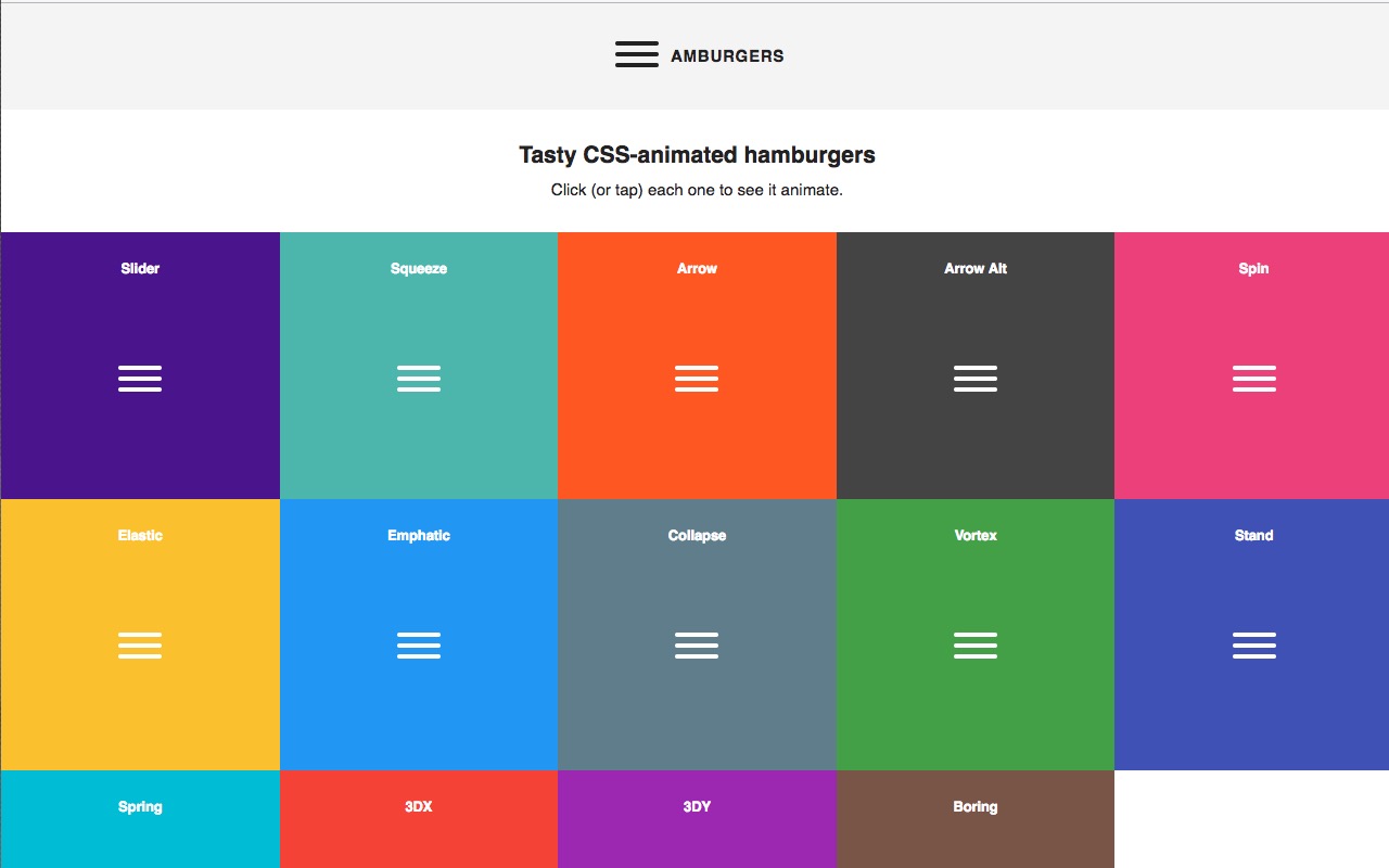 Tasty CSS-animated hamburger menu icons